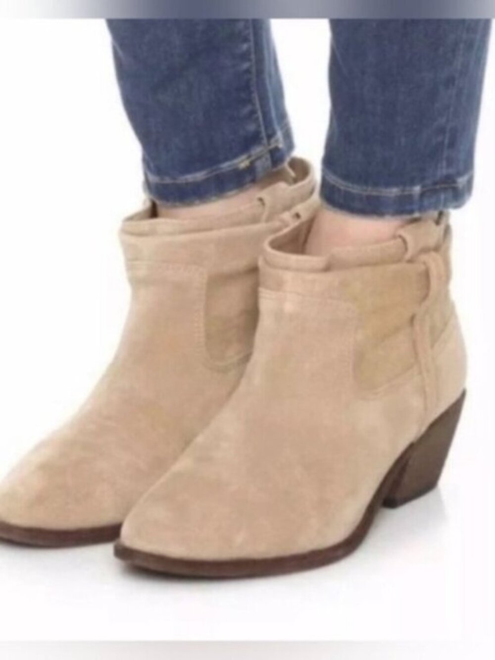 JOIE SZ 36.5/6 Boho Ajax AnkleFall Bootie Tan Suede Western Pull On 1.75" Heel